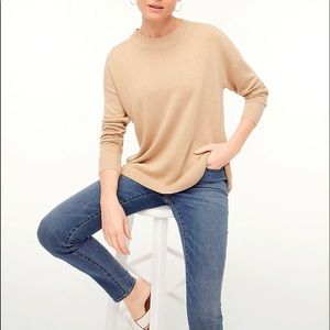 NWT J. Crew Linen Blend Curved Hem Sweater in Light Khaki